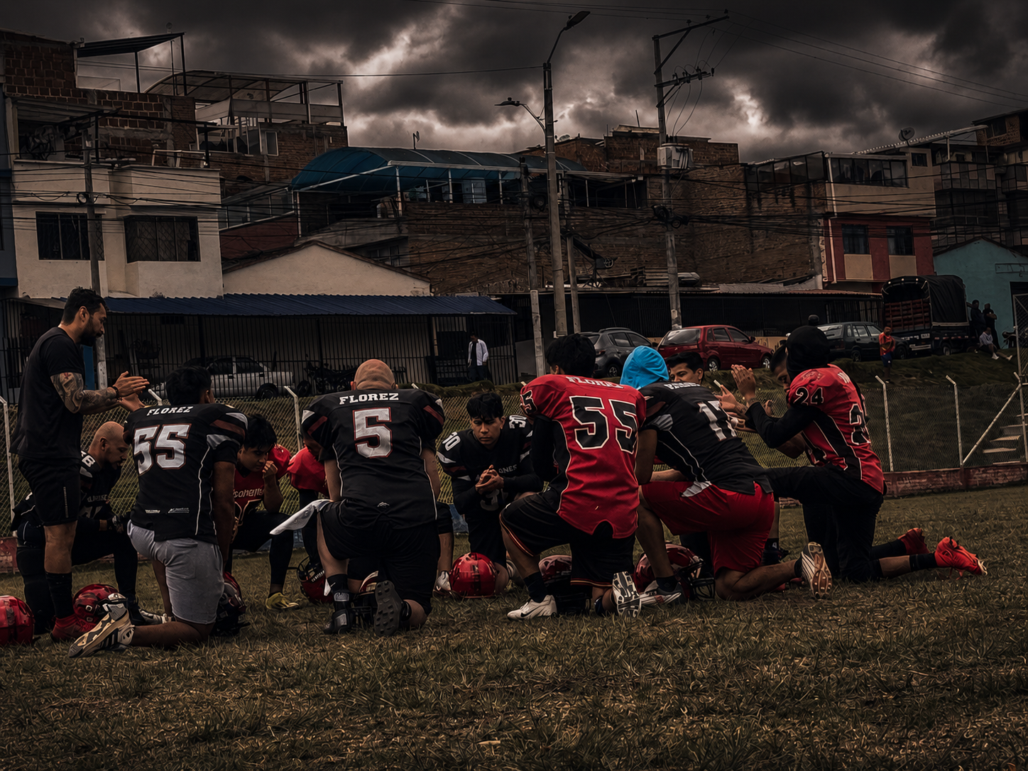 Alacranes AFC Team Huddle